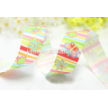 rainbow colors custom printed stripe grosgrain ribbon